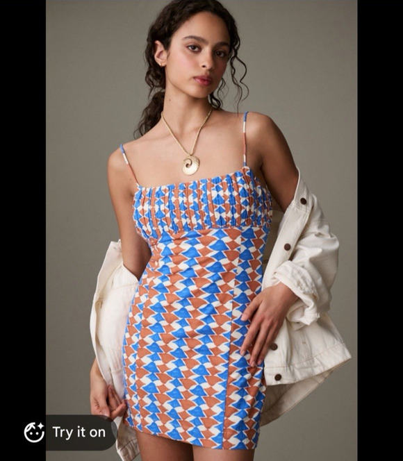 Anthropologie Dresses & Skirts - NWT Anthropologie Maeve Ophelia Sleeveless Linen Slim Mini Dress Size 14 Retro
